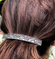 This elegant barrette is the perfect way to tame your tresses and add some lovely style! Whether you wear it for a casual, everyday look or as an accent to your fancy attire, the hand cast metal will shine and catch the eye. High quality clip mechanisms keep it secure and can hold up to even the thickest hair! Clip Size: 100mmBarrette Size: 3.8 x 0.6 inches Hand cast, lead free, food grade Britannia pewter Made in the USA!Item# OD-PB50 Lily Hair Clip, Fancy Attire, Norse Jewelry, French Clip, Hair Jewellery, Wiccan Jewelry, Pagan Jewelry, Elegant Sophisticated, Irish Jewelry