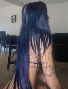 Long Blue Hair, Dark Blue Hair, Hair Stylies, Dye My Hair, Hair Dye Colors, Hair Inspiration Color