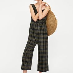 Versatile For Casual Or Dressed Look Depending On What It’s Worn With Casual Overall Dress For Vacation, Casual Summer Plaid Jumpsuits And Rompers, Casual Plaid Jumpsuit And Romper For Summer, Casual Plaid Jumpsuits And Rompers For Summer, Casual Overall Beach Dresses, Casual Overall Dress For Beach, Casual Beach Overall Dresses, Chic Summer Plaid Jumpsuits And Rompers, Chic Plaid Jumpsuit For Summer