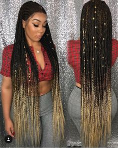 Blonde Box Braids, Blonde Tips, Short Box Braids, Jumbo Box Braids, Braided Wigs, Box Braids Styling, African Braids Hairstyles