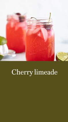 two mason jars filled with watermelon and limeade