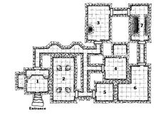 the floor plan for an old castle, with several rooms and two doors on each side