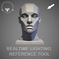 an image of a head with the words realtime lighting reference tool above it and below it