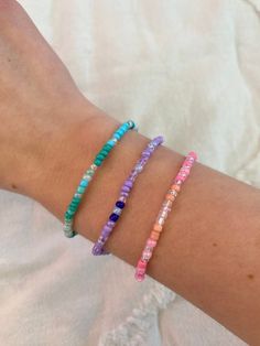 🌸 green, pink, or purple bead bracelet! either pick on of the bracelets or get them in a fun set! handmade in the USA 🇺🇸 super stretchy string so can fit many wrist sizes! Pink Bead Bracelet, Glen Mills Pa, Purple Beaded Bracelets, Colorful Bracelet, Bracelet Friendship, Pink Beads, Pink Bracelet, Colorful Bracelets, Bead Bracelet