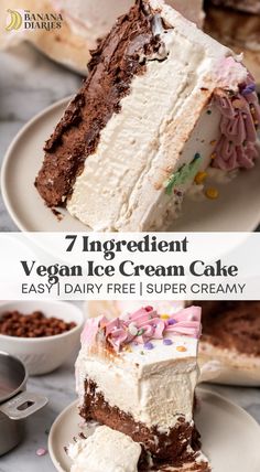 the seven ingredient vegan ice cream cake is ready to be eaten