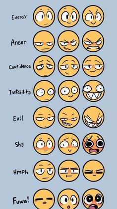 an image of different emoticions in the form of people's faces and expressions