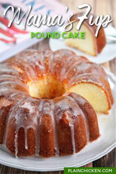 a bundt cake sitting on top of a white plate