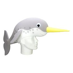 a plastic head with a bird on it