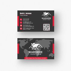 a business card with a world map on it and the words warderee property group