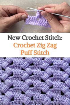 the crochet zig zag puff stitch is being worked on by two hands