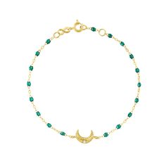 Gigi Clozeau - Moon Emerald Diamond Bracelet, Yellow Gold, 6.7 Fall Neutrals, Moon Bracelet, The Pirate, Star Of David, Treasure Chest, Starry Sky, Emerald Diamond, Pendant Earrings, Ring Earrings