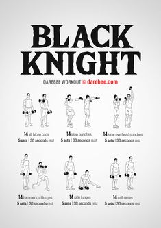 a poster showing how to do the black knight workout