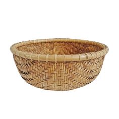 a woven basket is shown on a white background