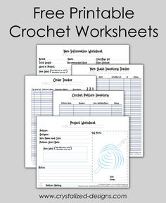 three printable crochet worksheets with the text, free printable croche