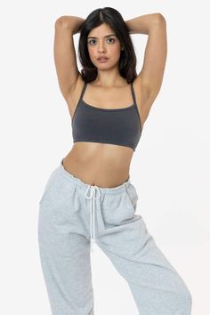 83016GD - Garment Dye Basic Bralette – Los Angeles Apparel Casual Crop Top With Built-in Bra For Everyday, Stretch Cotton Crop Top Sports Bra, Cotton Crop Top For Workout, Supportive Cotton Workout Crop Top, Cotton Bra-friendly Crop Top For Workout, Everyday Seamless Crop Top, Casual Seamless Sports Bra For Everyday, Cotton Seamless Crop Top For Workout, Workout Seamless Cotton Crop Top