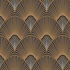 an art deco fan pattern in gold and black