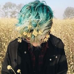 vibrant locks // hair // colour // hair dye // bright // aesthetic // grunge // pastel // blue // green Balayage Bob, Hair Boy, Blue Boy, Mystic Messenger, 인물 사진, Aesthetic Grunge, Denim Outfit, Trendy Hairstyles