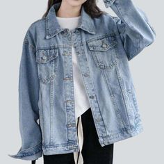 Introducing the Nineties-inspired light wash denim jacket from our 2023 Spring-Summer Collection ââ‚?the perfect example of chic '90s style!Why It's A Must-HaveAn large silhouette and a vintage-inspired light wash give this jacket a unique and stylish look. while the buttoned closure ensures a casual fit and uncompromised trendy. Crafted with premium quality denim. this piece is textured to bring you full-length-lasting durability and conventional style.Key Highlights: 90s Nostalgia: An oversize Denim Jackets Aesthetic, Light Blue Jeans Jacket Outfit, Washed Blue Jeans, Light Wash Denim Jacket, Jeans Coat, Oversized Denim Jacket, Women Jacket, Street Style Trends, Jeans Jacket