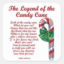 the legend of the candy cane square sticker