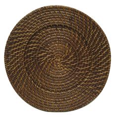 a round woven placemat made out of brown wickers on a white background