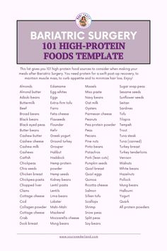 Fact: a high protein diet curbs sugar cravings as it lowers the amount of ghrelin. Fun fact: ghrelin is a hunger hormone that rises before a meal and drops again when you're eating.  Sugar cravings are complex. But what we do know is that when you add more protein, fiber and unsaturated fats - your sugar cravings may lower too.  Having a template with all our favorite protein sources at hand, helps to make better choices after baritatric surgery.  And that's why created this freebie for you (it's attached to our blogpost on how to tackle sugar cravings after bariatric surgery - scroll down and you will find this list!).  Grab your free protein list here! Gastric Bypass After Surgery Diet, Bariatric Food List, Bariatric Back To Basics, Presurgery Bariatric Diet, Bariatric Eating Out, Healthy Bariatric Recipes, Soft Food Stage Bariatric, Bariatric Grocery List, Phase 1 Bariatric Diet