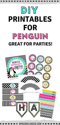 printables for penguin great for parties with the text diy printables for penguin great for parties