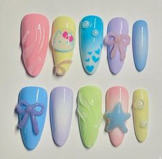 #nails #nailinspo #naildesign #cutecore #jellynailsdesigns #thenailfactory Sonic The Hedgehog Nail Design, Miku Nails, Sonic Nails, Aesthetics Nails, Sports Nails, Girly Girl Stuff, Business Nails