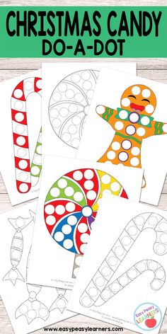 printable christmas candy do - a - dot for kids to color and cut out