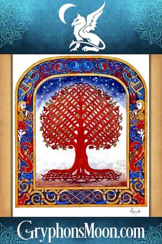 the tree of life is depicted in an ornate frame