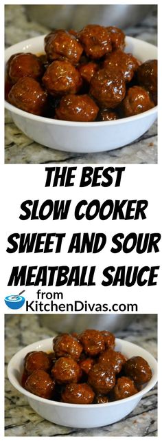 the best slow cooker sweet and sour meatball sauce is made with just three ingredients