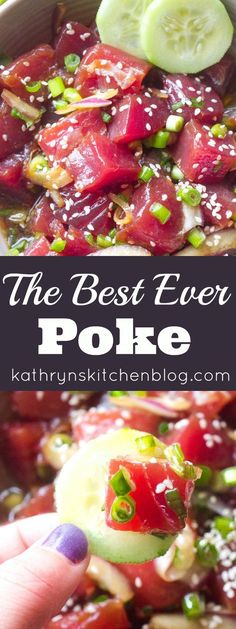 the best ever poke is made with pickles, cucumbers and sesame seeds