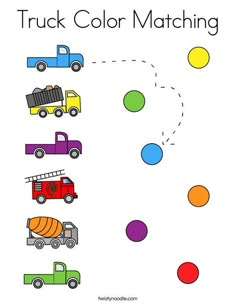 a truck color matching game for kids to learn how to find the correct colors and write the