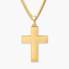 Mosaic Cross Pendant - Men's Gold Pendant and Chain - JAXXON Cross Pendant Men, Gold Jewelry Collection, Gold Mosaic, Gold Cuban Link Chain, Cross Gold, Mens Cross Necklace, Mosaic Crosses, Gold Rings Simple, Gold Cross Necklace