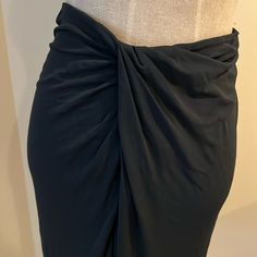 This Black Stretchy Viscose Skirt Has An Elastic Waistband And Draping Detail In Front. Size Large. Prada Skirt, Women Skirts Midi, Midi Skirt, Prada, Womens Skirt, Women Shopping, Black, Color