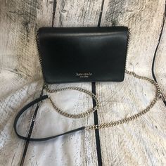 Sleek Black Leather Crossbody Bag By Kate Spade! Silver Chain Strap. “Spencer.” Nwt! Msrp $188 Authentic I Am A Posh Ambassador, So Purchase With Confidence No Tradesno Pplno Low Balls Elegant Black Wallet On Chain For Everyday Use, Everyday Elegant Leather Wallet On Chain, Silver Leather Wallet On Chain, Leather Wallet On Chain With Silver-tone Hardware For Evening, Silver Leather Wallet On Chain With Chain Strap, Everyday Wallet On Chain With Palladium Hardware, Elegant Leather Wallet On Chain For Everyday, Classic Leather Wallet On Chain For Party, Elegant Silver Kate Spade Bag