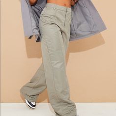 Pretty Little Things. Mollie Mae Pick Sage Satin Wide Leg Tailored Pants Mollie Mae, Wide Leg Tailored Pants, Light Blue Sweatpants, Red Cargo Pants, Yellow Sweatpants, High Waisted Cargo Pants, Cuffed Sweatpants, Hem Leggings, Blue Sweatpants