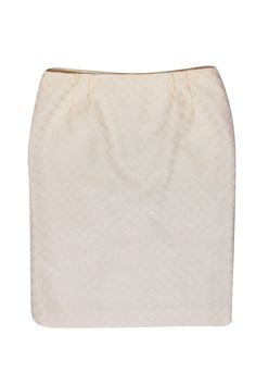 Current Boutique-Valentino - Ivory w/ Cream Diamond Pattern Pencil Skirt Sz 12 Chic White Pencil Skirt For Formal Occasions, Elegant White Pleated Skirt, White Elegant Lined Pencil Skirt, Elegant White Lined Pencil Skirt, Classic White Office Skirt, Chic Fitted Off White Skirt, White Knee-length Pencil Skirt For Formal Occasions, Elegant White Skirt For Workwear, Elegant Cream Skirt For Party