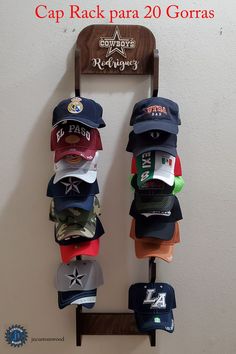 Baseball Cap Storage, Kona Stain, Baseball Caps Storage, Cap Storage, Cap Rack, Cap Holder, Custom Caps