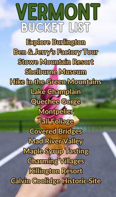 the vermont bucket list is shown in this image