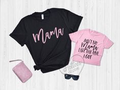 Mom And Me Shirts Daughters, Black Family Matching Shirt For Mother's Day, Pink Shirt With Custom Print For Mother's Day, Pink Shirt For Mother's Day, Black Shirt For Birthday And Mother's Day, Mother's Day Cotton Shirt With Funny Text, Mother's Day Family Tops With Funny Text, Mother's Day Tops With Funny Text, Pink Funny Print Shirt For Mother's Day