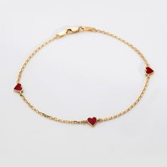 Red Heart Bracelet, Extraordinary Jewelry, Cute Bracelet, Solid Gold Bracelet, Trending Bracelets, Jewelry Cute, Bracelet Heart, Gold Armband, Bracelet Dainty