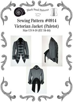 Victorian Jacket Paletot with stand-up collar Sewing Pattern | Etsy Collar Sewing Pattern, Fan Skirt, Victorian Jacket, Crinoline Dress, Collar Sewing, Victorian Blouse, Bustle Dress, Costume Sewing Patterns, Riding Jacket