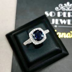 IN STOCK, READY FOR SHIPPING! 2-DAY UPS EXPRESS (free shipping). ENJOY OUR WORRY-FREE SERVICE AND THE DAZZLING, GENUINE JEWELRY WE DESIGN AND HANDCRAFT WITH LOVE❤️ ABOUT THE ITEM: BRAND-NEW!! ONE OF A KIND, HANDCRAFTED RING. EXTREMELY STUNNING! 1.95 carats Certified HEATED, BLUE SAPPHIRE ring. This ring offers an important statement of who you are with a 1.45 carats, DARK BLUE, transparent, cushion SAPPHIRE. Accentuating the sapphire are the 52 F/VS, and sparkling natural diamonds! Set in single Luxury Gift Sapphire Ring With Halo Setting, Luxury Blue Sapphire Ring With Halo Setting, Anniversary Sapphire Ring With Halo Cushion Cut, Cushion Cut Sapphire Ring With Halo Design For Anniversary, Formal Sapphire Moissanite Ring With Halo Setting, Formal Sapphire Ring With Halo Setting In Moissanite, White Gold Sapphire Rings With Halo Setting For Wedding, Wedding Sapphire Diamond Ring With Halo Design, Lab-created Sapphire Halo Ring As Gift