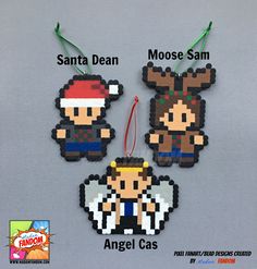 pixel art christmas ornament set with mario and donkey - man characters on them