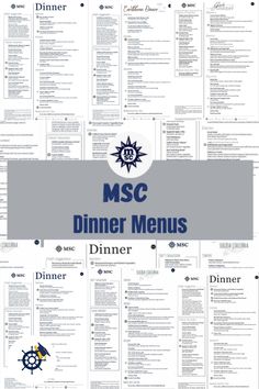 the menu for msc dinner menus