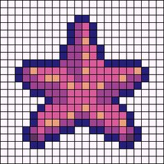 a cross - stitch pattern in pink, purple and orange colors on a white background