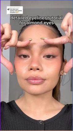 Almond eye makeup tutorial Almond Eye Makeup Tutorial, Elongate Eyes, Almond Makeup, Eye Makeup Hacks, Eyeliner For Almond Eyes, Almond Eye Makeup, How To Do Eyeliner, Almond Shaped Eyes, Almond Eyes