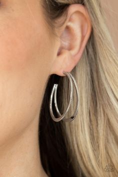 Rustic Curves - Silver ***COMING SOON*** - Bling With Crystal Double Hoop Earrings, Silver Caps, Silver Wings, Whimsical Fashion, Urban Looks, Paparazzi Accessories, Blue Gems, White Rhinestone, Paparazzi Jewelry