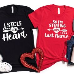 Comes In Black Or White Comment Which Color You Would Like! Engagement Shirts, Funny Engagement, Engagement Shirt, Funny Couple Shirts, Engaged Shirts, Honeymoon Shirts, Pregnancy Announcement Shirt, Valentine T Shirts, Wedding Shirts