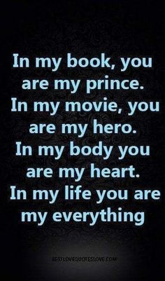 an image with the words in my book you are my prince, i'm my movie, you are my hero